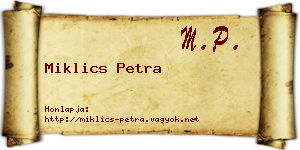 Miklics Petra névjegykártya